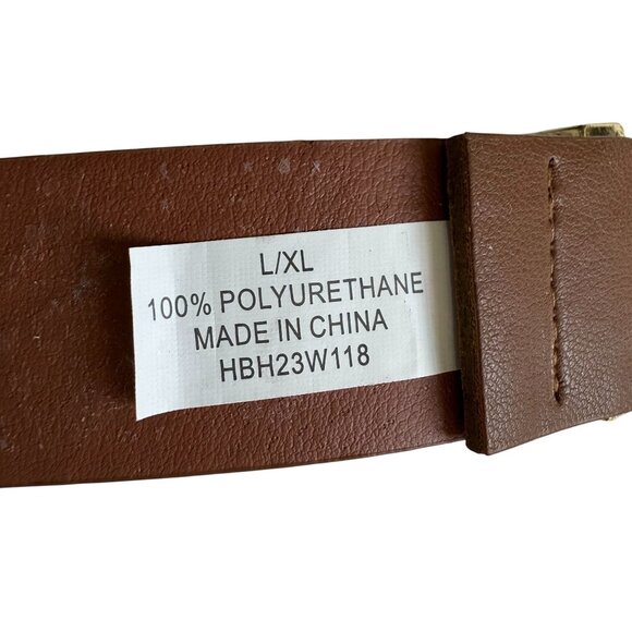 H by Halston Belt Gold-Toned Buckle women s L/XL Brown Formal Casual - Picture 4 of 6